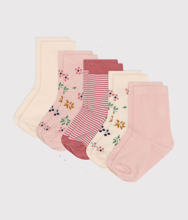 5 paires de chaussettes en coton fleurs b&eacute;b&eacute; multicouleur