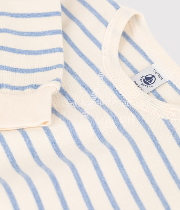 Sweatshirt b&eacute;b&eacute; &agrave; rayure marini&egrave;re en coton &eacute;cru/bleu