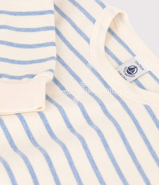 Sweatshirt bébé à rayure marinière en coton blanc AVALANCHE/ SKY CHINE
