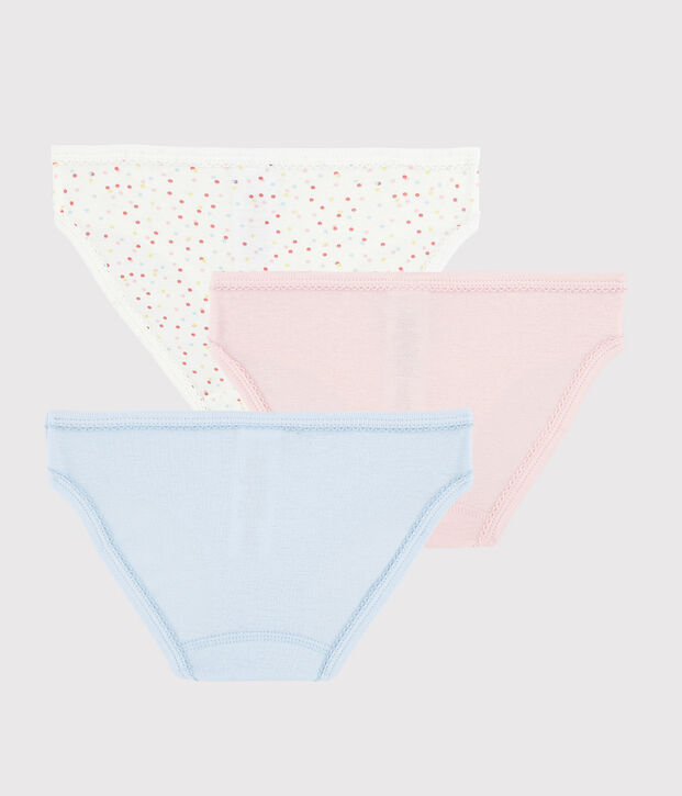 Lot de 3 culottes pois multico petite fille en coton biologique multicouleur