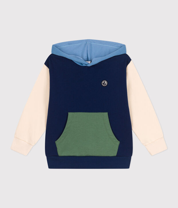 Sweatshirt &agrave; capuche enfant en coton uni bleu/multicouleur