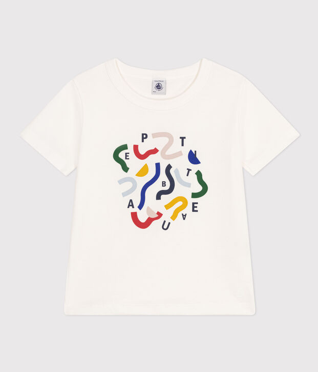 Tee-shirt imprim&eacute; en jersey l&eacute;ger enfant gar&ccedil;on blanc