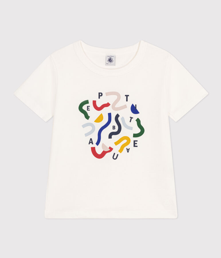 Tee-shirt imprim&eacute; en jersey l&eacute;ger enfant gar&ccedil;on blanc MARSHMALLOW