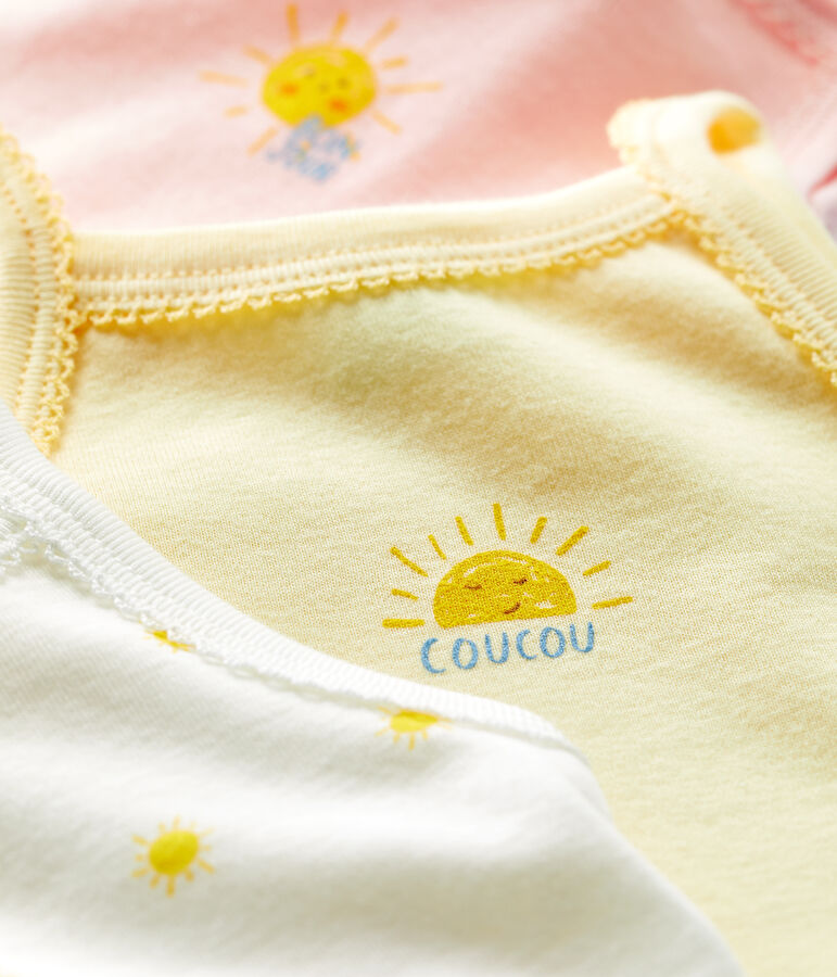 Lot de 3 bodies bretelles b&eacute;b&eacute; en coton biologique multicouleur