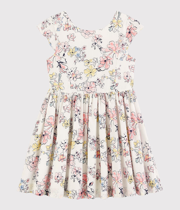 Robe c&eacute;r&eacute;monie en popeline enfant fille blanc/multicouleur