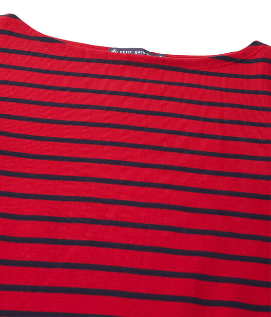 T-shirt mixte rayé rouge MARS/bleu SMOKING