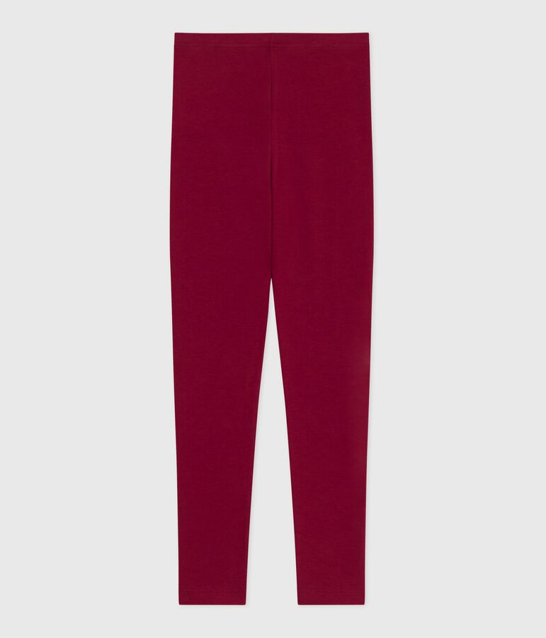 Legging enfant en coton uni rouge AMARANTE