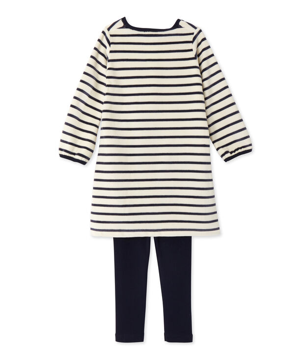 Chemise de nuit fille &agrave; bouclette velours blanc/bleu