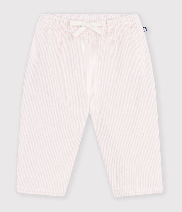 Pantalon b&eacute;b&eacute; en velours uni rose clair