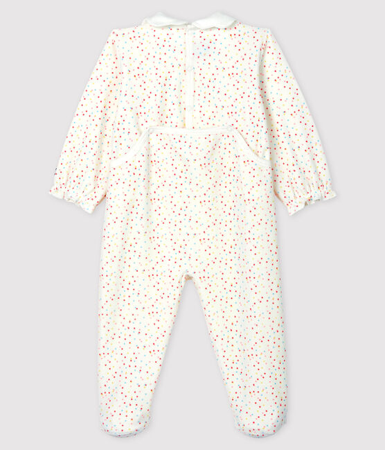 Dors-bien petits pois colorés bébé fille en velours blanc MARSHMALLOW/blanc MULTICO