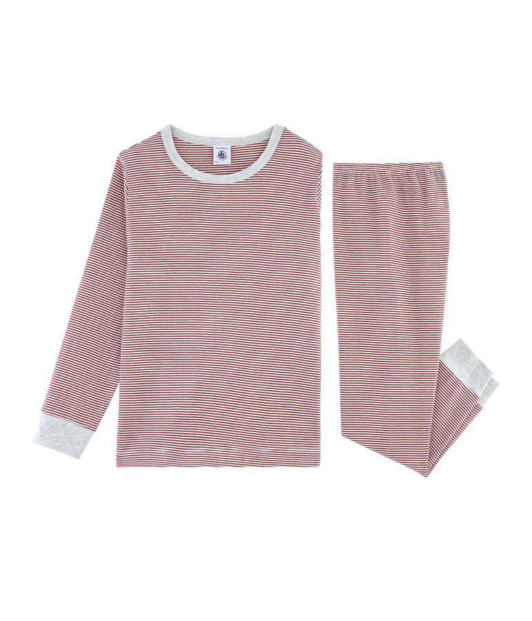 Pyjama petit gar&ccedil;on en c&ocirc;te rouge CARMIN/blanc MARSHMALLOW