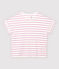 T-shirt en coton/lin rayé Femme blanc MARSHMALLOW/rose BOHEME