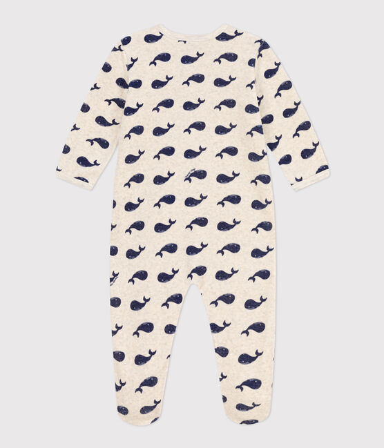 Dors-bien baleines marines en velours beige MONTELIMAR/bleu MEDIEVAL
