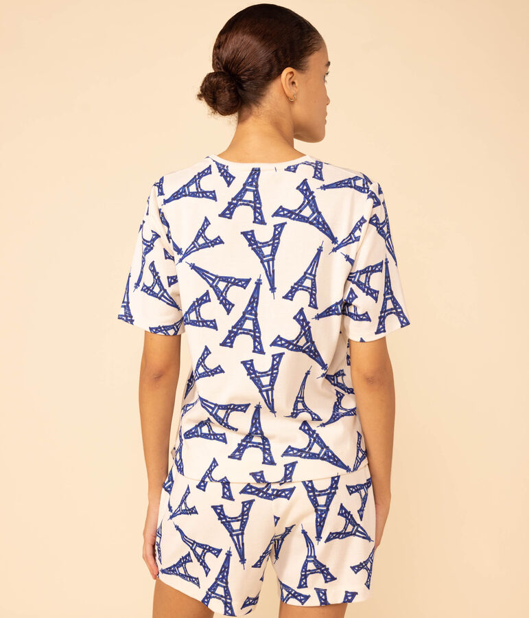 Pyjacourt Paris en coton femme &eacute;cru/multicouleur
