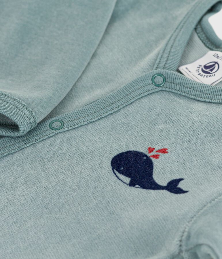 Pyjama b&eacute;b&eacute; en velours uni bleu