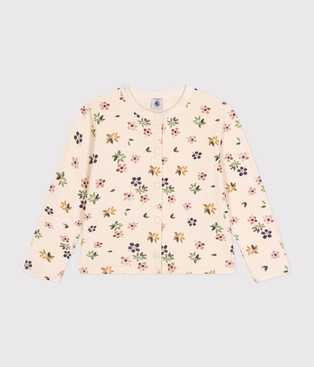 Cardigan en tubique enfant fille &eacute;cru/multicouleur