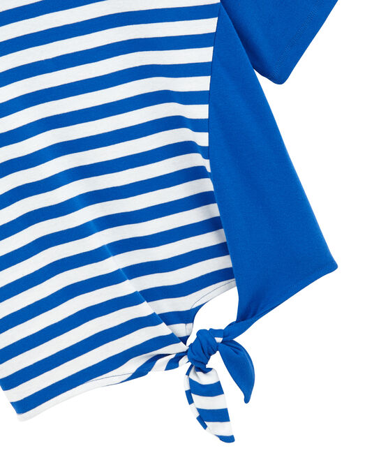 Tee-shirt plage femme bleu PERSE/blanc MARSHMALLOW