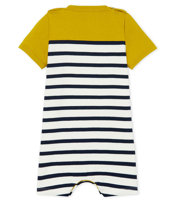 Combicourt bébé garçon en jersey lourd rayé jaune BAMBOO/blanc MARSHMALLOW/ SMOKING