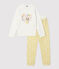 Pyjama fleuri petite fille en bouclette éponge grattée jaune OCRE/blanc MARSHMALLOW