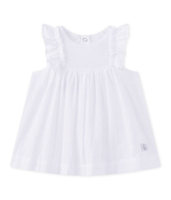 Robe Bebe Fille En Broderie Anglaise Ecume Petit Bateau