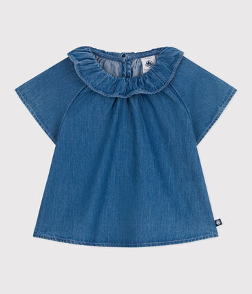 Blouse bébé en jean manches courtes