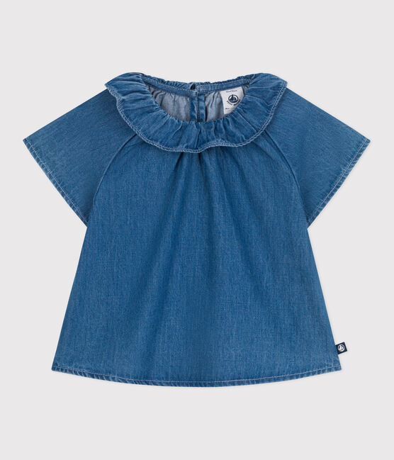 Blouse bébé en jean manches courtes bleu DENIM CLAIR