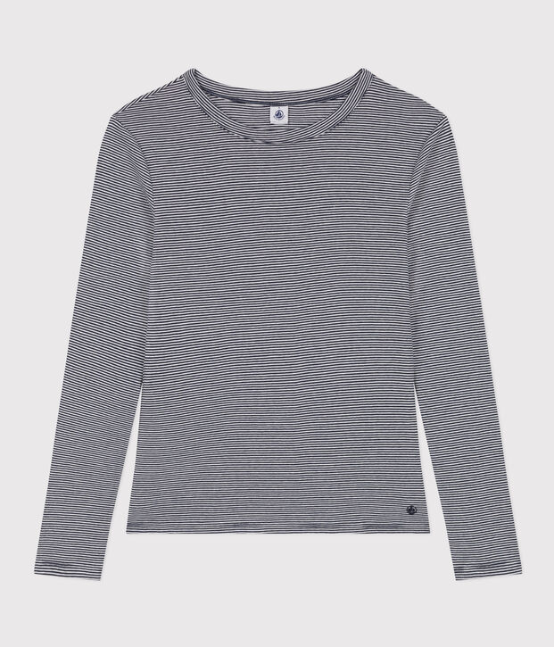 Tee-shirt L'ICONIQUE col rond en coton Femme bleu/blanc