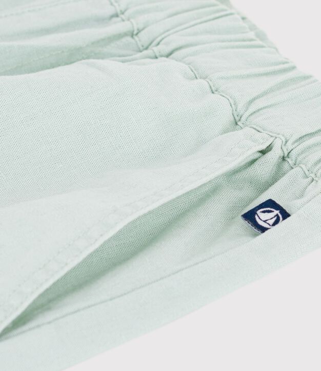 Pantalon enfant en coton lin vert clair