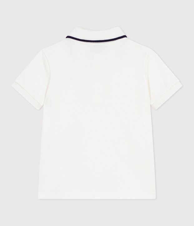 Polo enfant &agrave; manches courtes en coton blanc