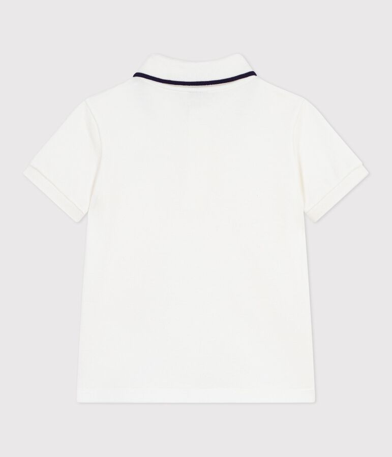 Polo enfant &agrave; manches courtes en coton blanc MARSHMALLOW