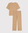 Pyjama en coton rayé femme marron CUIVRE/ MARSHMALLOW