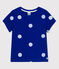 Tee-shirt manches courtes en coton-lin enfant fille bleu SURF/blanc MARSHMALLOW