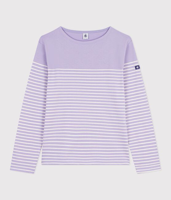 Tee-shirt marinière femme en coton violet SQUAW/ MILK