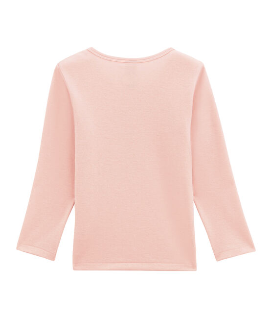 tee-shirt manches longues petite fille en laine et coton rose JOLI