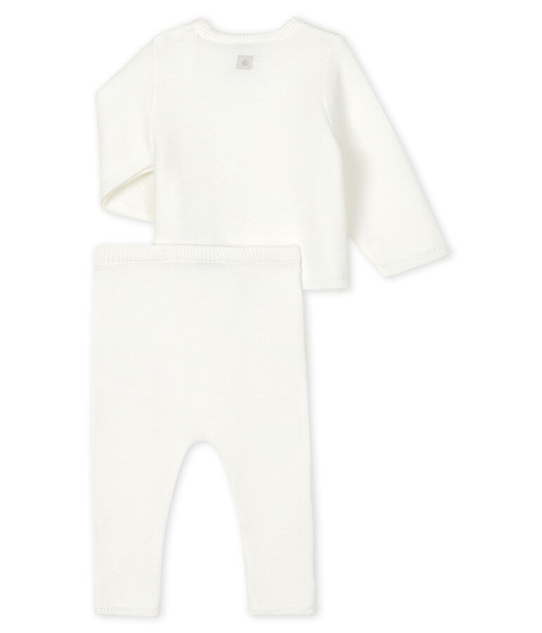 Ensemble deux pi&egrave;ces blanc b&eacute;b&eacute; en tricot blanc MARSHMALLOW