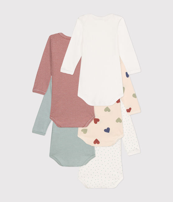 Lot de 5 bodies manches longues tricœurs en coton bébé variante 1