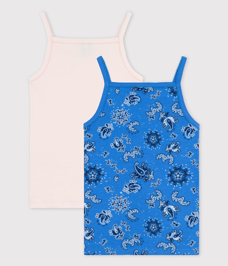 Lot de 2 chemises &agrave; bretelles bandana petite fille en coton biologique multicouleur