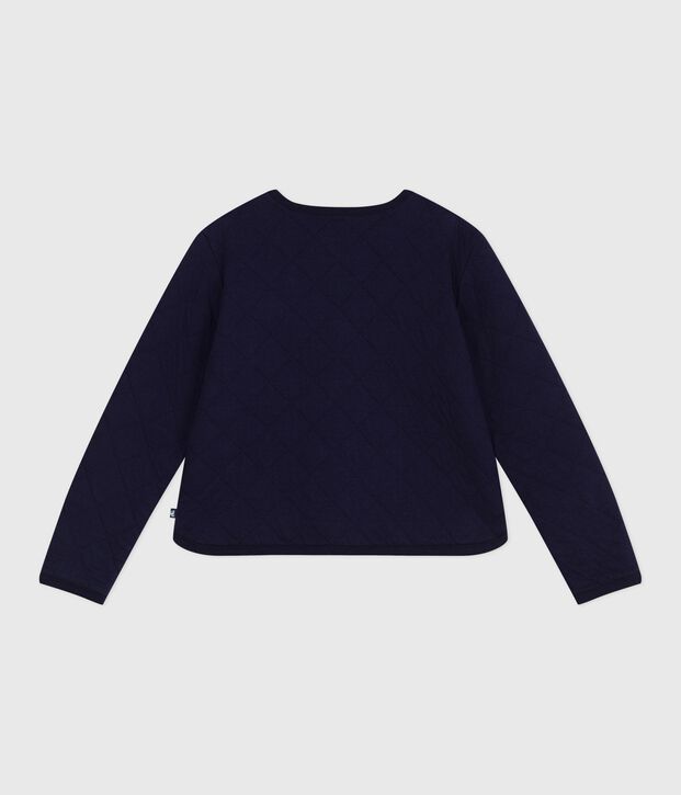 Cardigan femme en coton uni bleu marine