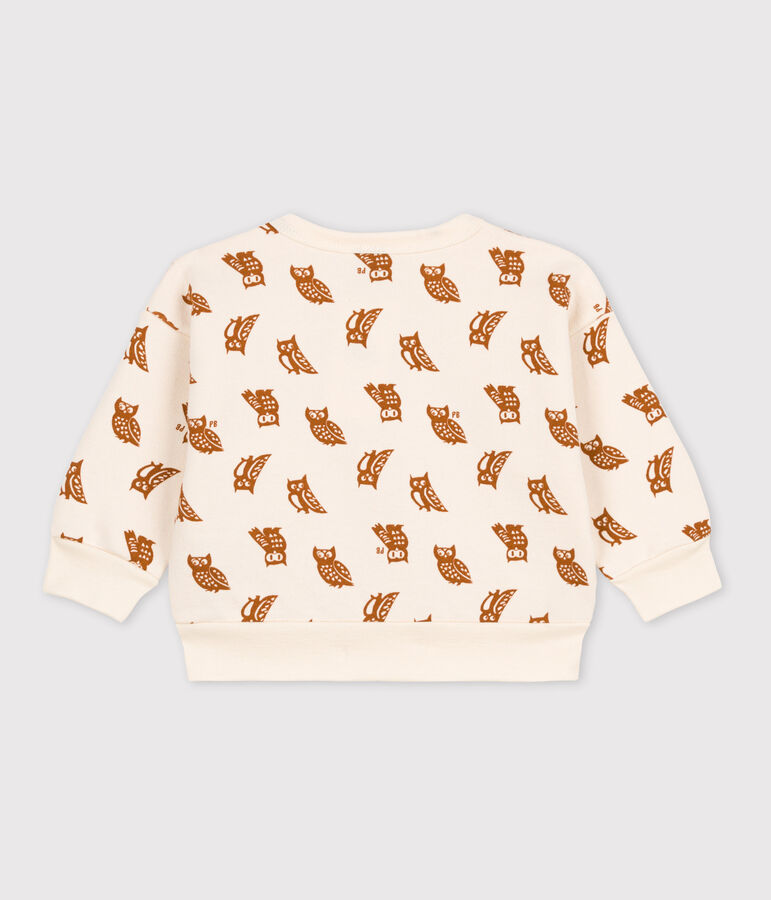 Sweatshirt b&eacute;b&eacute; imprim&eacute; hiboux en coton blanc AVALANCHE/ ECUREUIL