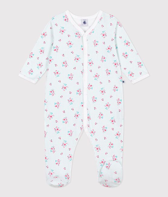 Pyjama bébé en coton imprimé fleuri blanc MARSHMALLOW/blanc MULTICO