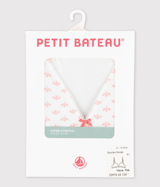 Soutien gorge paddé fille imprimé blanc ECUME/rose VENUS/ MULTICO