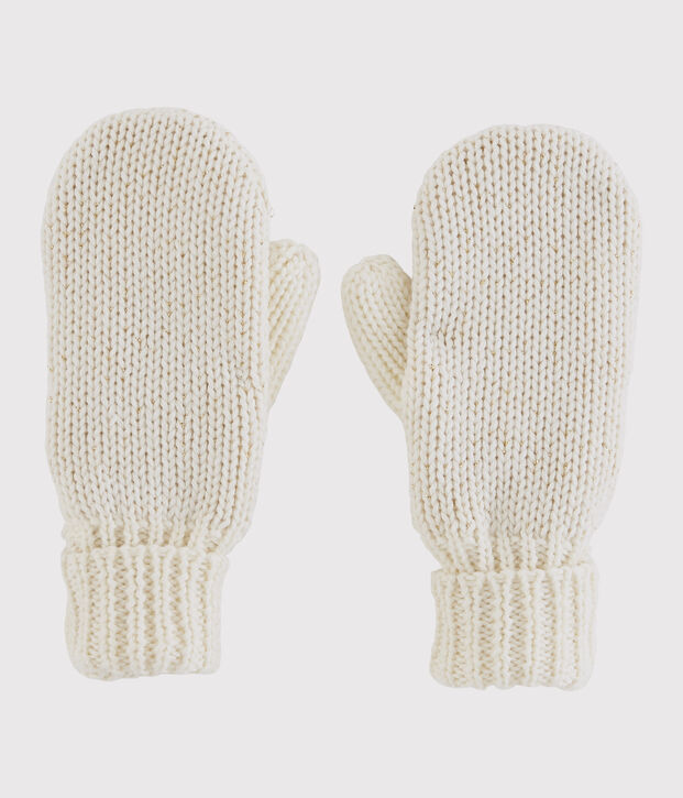 Moufles enfant fille blanc/jaune