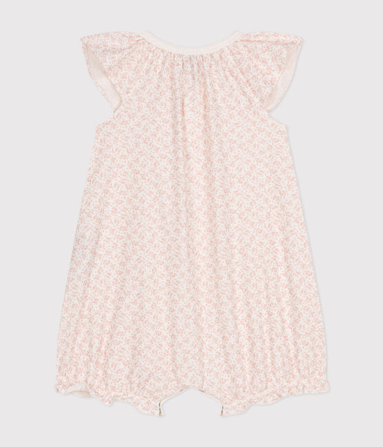 Combinaison courte imprimé fleurs en coton bébé MARSHMALLOW/ PANTY