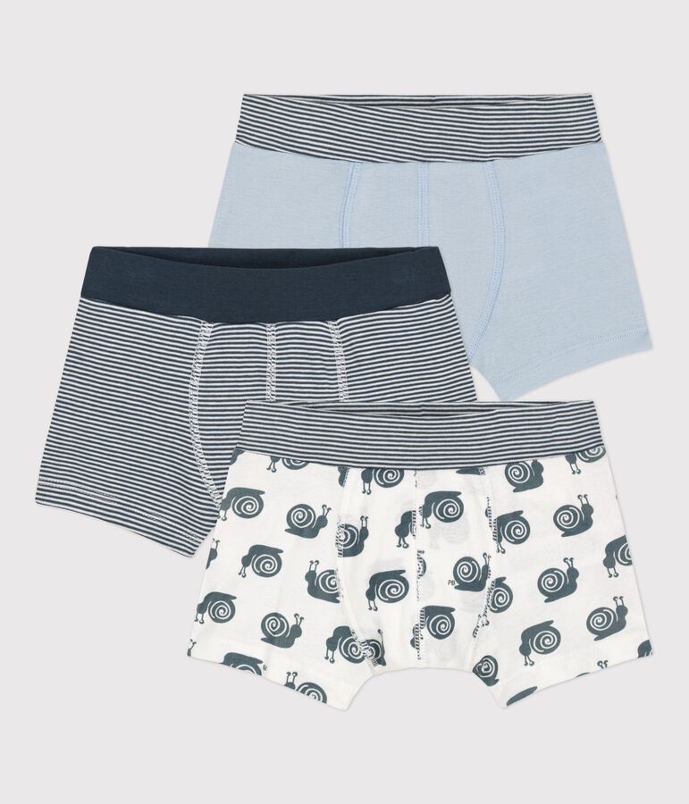 Lot de 3 boxers escargot petit gar&ccedil;on en coton multicouleur