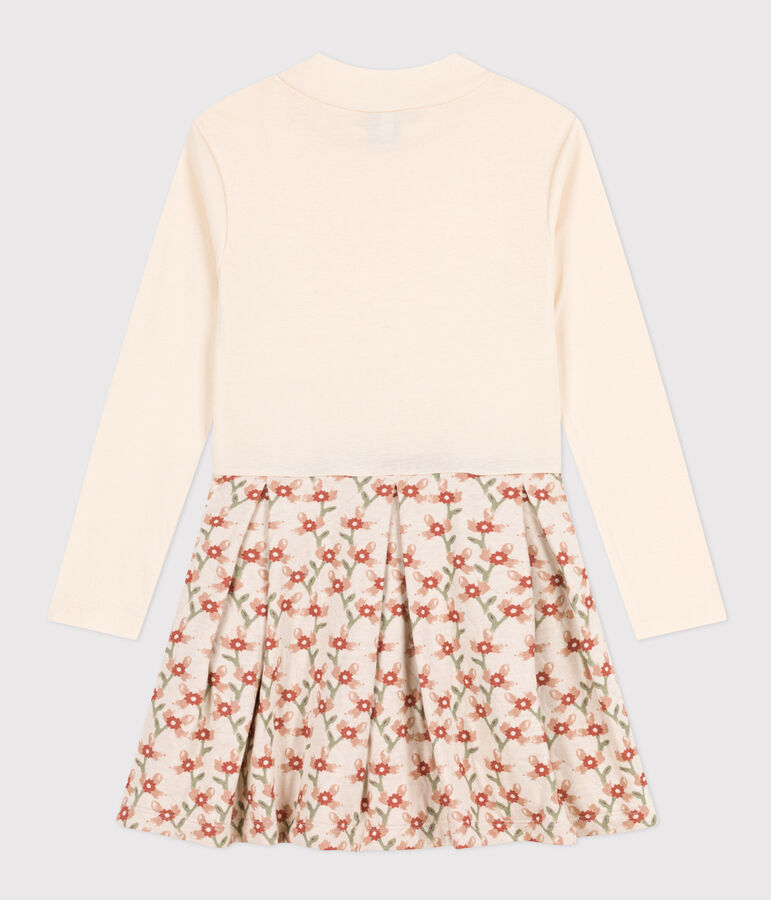 Robe manches longues imprim&eacute;e enfant fille blanc AVALANCHE/ MULTICO