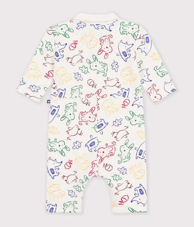 Combinaison longue b&eacute;b&eacute; en coton imprim&eacute; animaux &eacute;cru/multicouleur