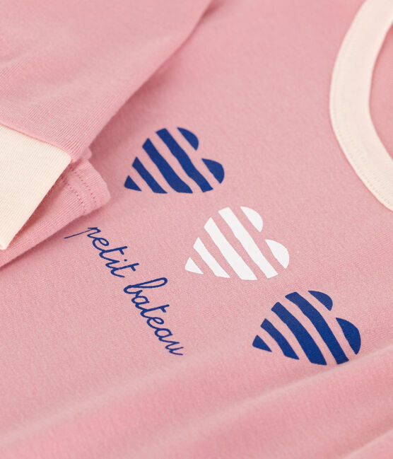 Pyjama enfant en coton manches longues uni rose CHARME