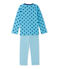 Pyjama garçon en tubique imprimé / rayé bleu IBIZA/bleu MAJOR
