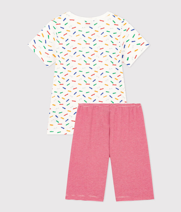 Pyjama short en coton enfant blanc/multicouleur