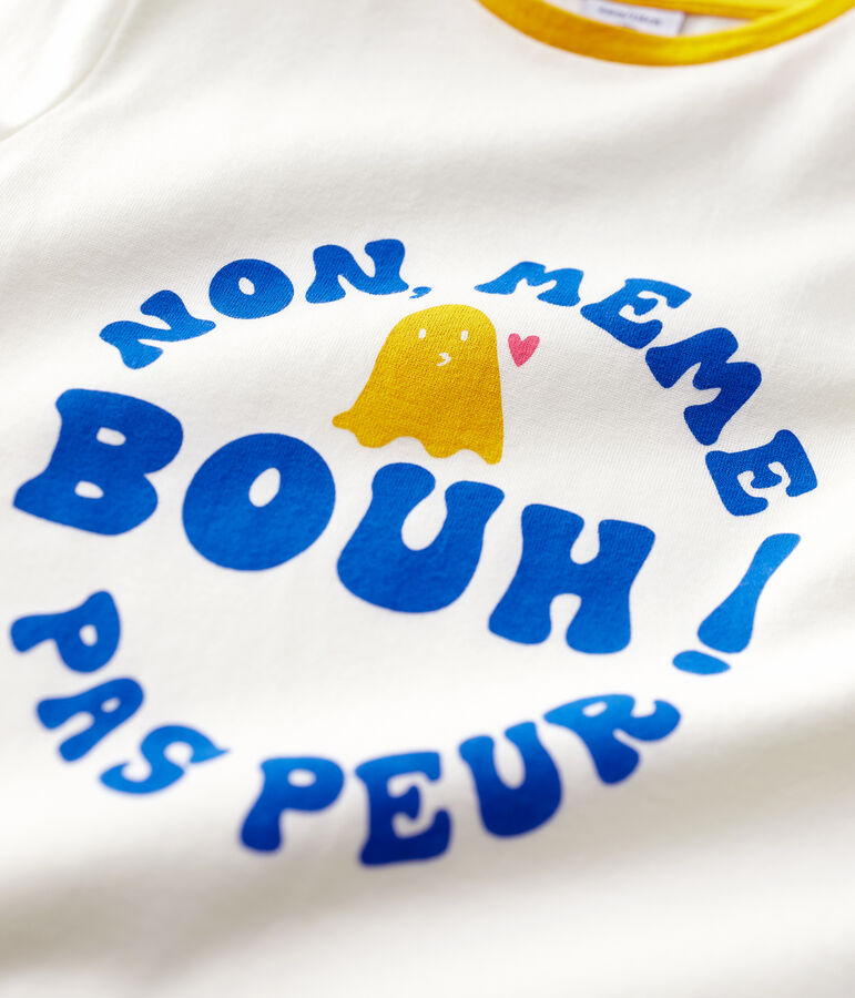 Tee-shirt manches courtes en coton enfant fille blanc MARSHMALLOW